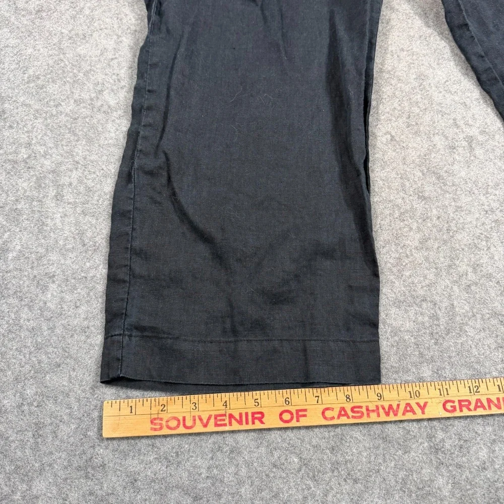 Quince Black European Linen Wide Leg Pull-On Cropped Pants Women's Size XL